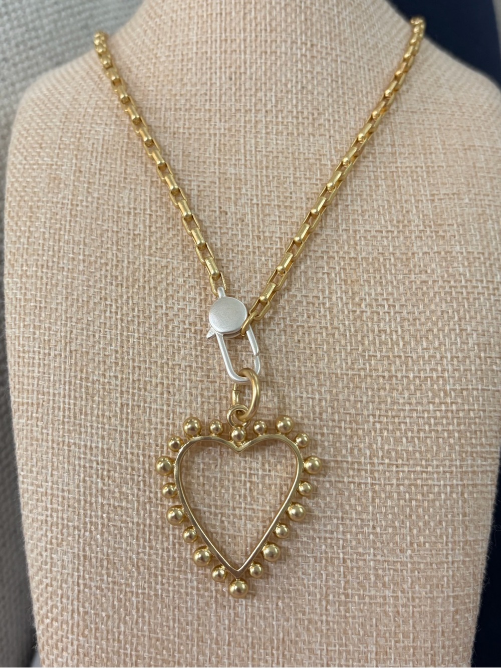 NEW Matte Gold Heart Pendant Necklace Matte Gold Box Chain Matte Silver 16”chain